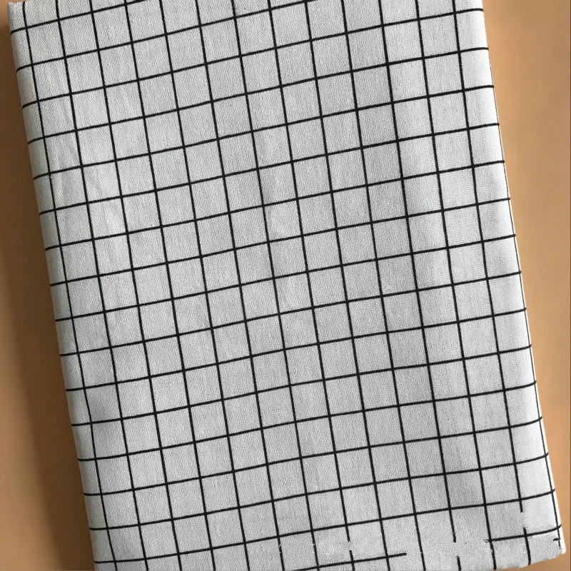 Plaid Series Geometric Patterns Printed Cotton Linen Fabric DIY Sewing Linen Cotton Fabric Canvas Material Tablecloth Pillowcase