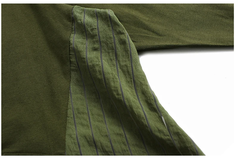 [EAM] Women Army Green Irregular Split Big Size T-shirt New Round Neck Long Sleeve  Fashion Tide  Spring Autumn 2020 1Z450