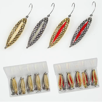 

10pcs Luminous Hard Fishing Baits Metal Spinner Spoon Fishing Lures 2.5g 3.5g Red freshwater altwater Fishing Lures