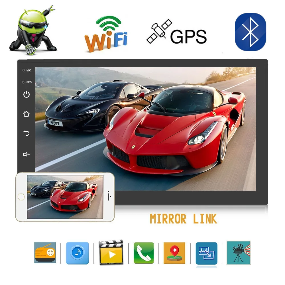 2 Din Автомобильный Радио Android мультимедийный плеер USB SD AUX Стерео Bluetooth Авторадио gps навигация автомобильный аудио FM WIfi камера заднего вида