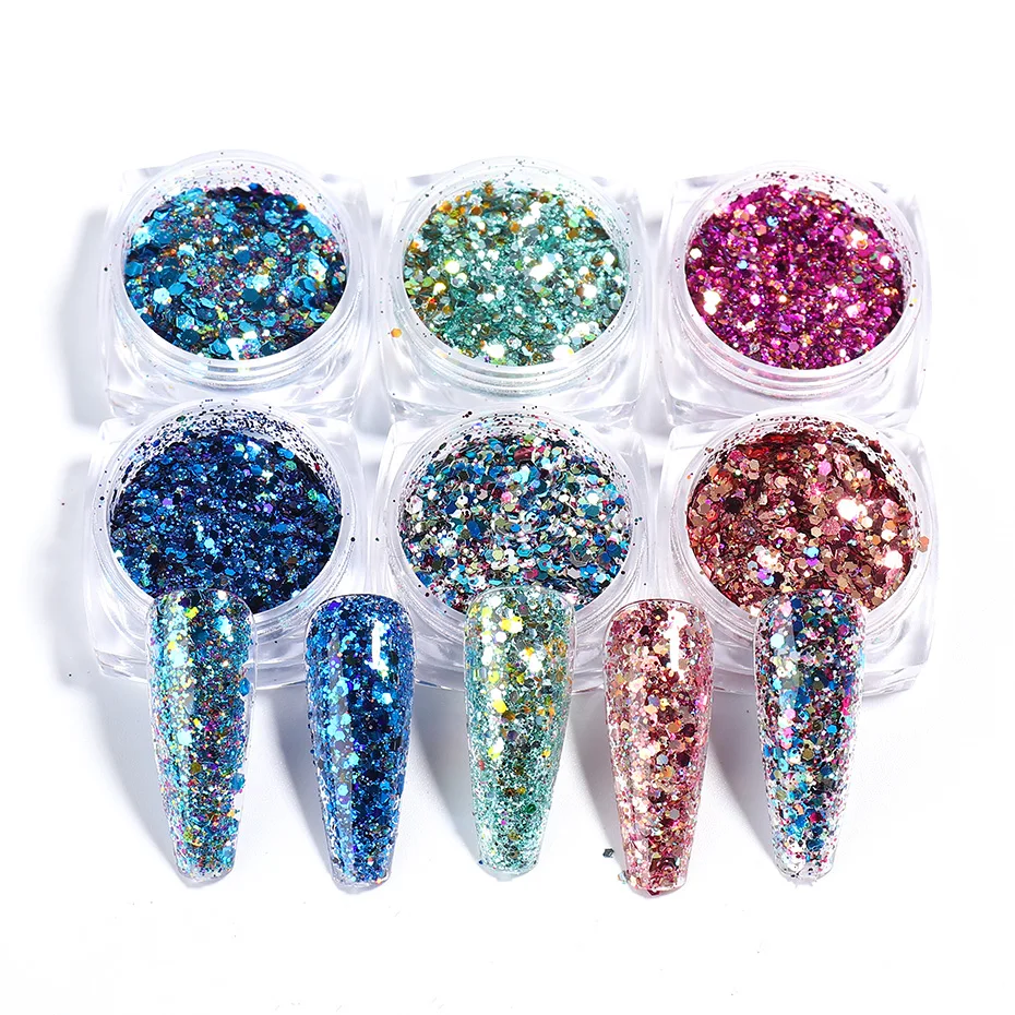 Mix Nails Art Glitter Powder Sequins Shine Chrome Pigment Powder Flakes Nail Accesoires Decorations for Manicure Design (5)