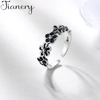 

JIANERY Bohemian 925 Sterling Silver Plum Flower Rings For Women Men Engagement Rings Girls Party Gifts Anillos 2019