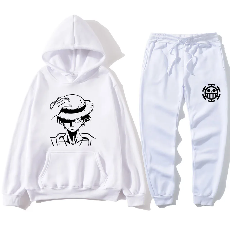 

Japan Anime One Piece Monkey D Luffy Sweatshirts Hoodie Harajuku Male Set Casual Men's Jogging Winter Bodywarmer Men's Sweatsuit