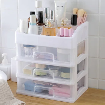 

Plastic Makeup Storage Box Cosmetic Drawer Container Makeup Organizer Container Nail Casket Holder Desktop Sundry Storage Case