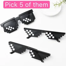 Модные очки дело с ним очки пиксель для женщин и мужчин солнцезащитные очки Happy toy черная мозаика