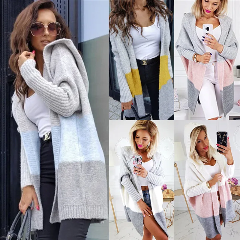 

Winter Sweater Women 2019 Plus Size Knitted Warm Long Hooded Sweater Casual Korean Chunky Autumn Fashion Cardigan Sweater Female