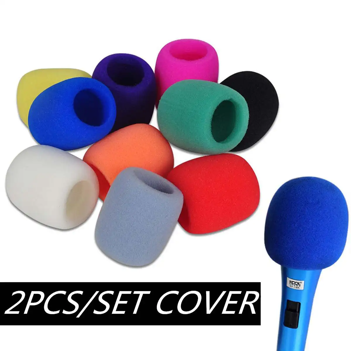 1 Pair Microphone Foam Mic Cover Professional Studio Windproof Protective Grill Shield Soft Sponge Microphone Cap Random Color