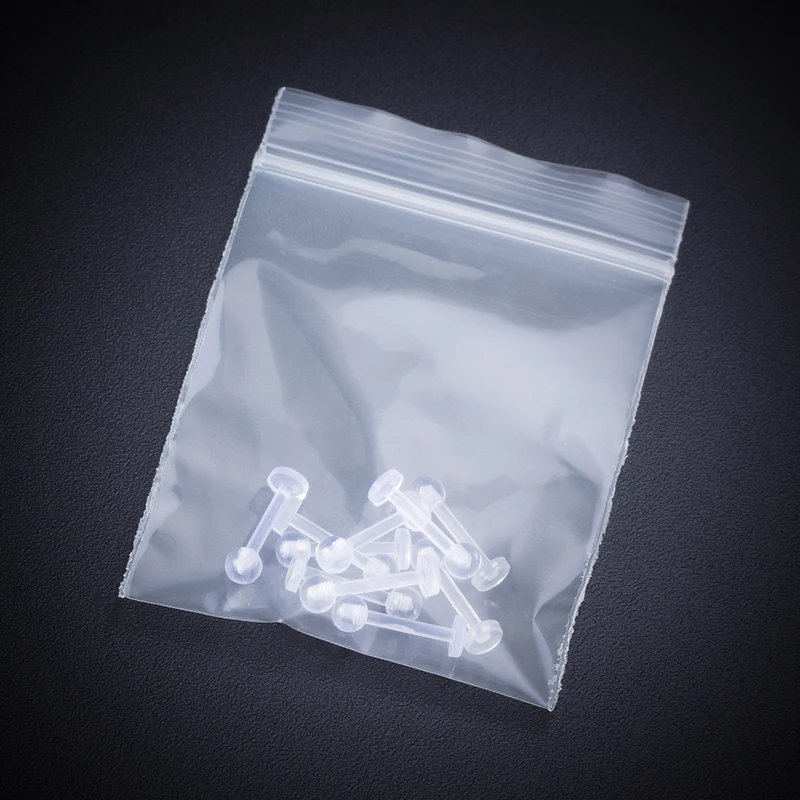 10pcs Clear Acrylic Lip Stud Piercing Labret Ring Bioflex Ear Cartilage Earring Bar Tragus Helix Retainer Flexible Jewelry 16G