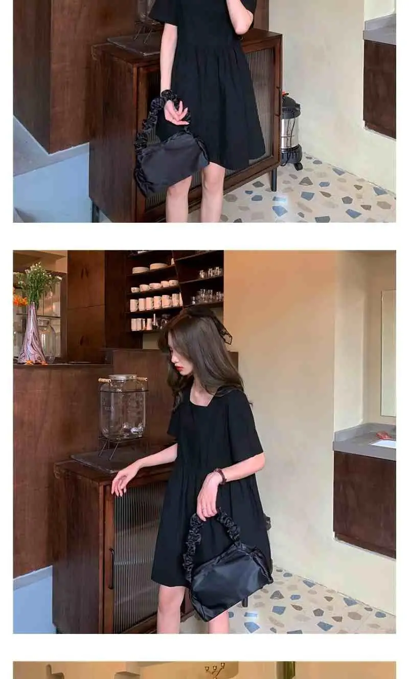 Dress Women Loose Student Leisure Ulzzang Solid Sweet Cute All-match Mujer Minimalist Friends Retro Trendy Popular Ins Summer plus size dresses