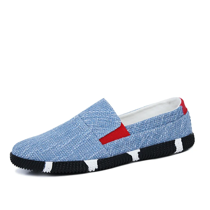 Blue Men Hemp Canvas Shoes Casual for Men Spring Summer Slip on Men Flats Fashionable Brand Male Shoes Breathable Lazy Causal Loafers - Цвет: Blue