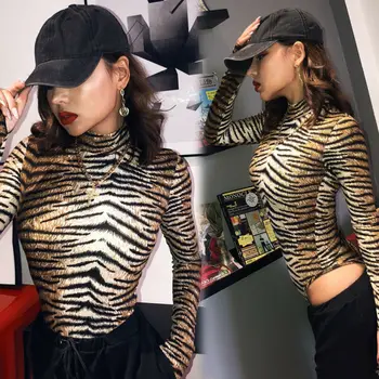 

Sexy Women Long Sleeve Print Leotard Bodysuit Autumn Lady Clubwear Jumpsuit Fashion Clothing