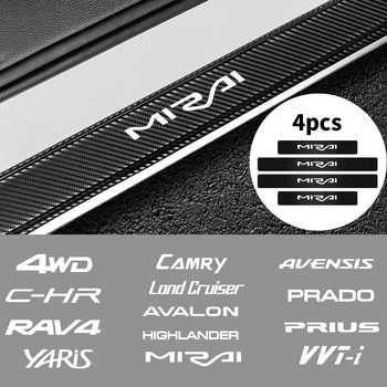 

4pcs Carbon Fiber Car Door Sill Cover Protector Sticker For TOYOTA C-HR RAV4 Yaris Camry TRD Avensis VVT-I Prius Car Accessories