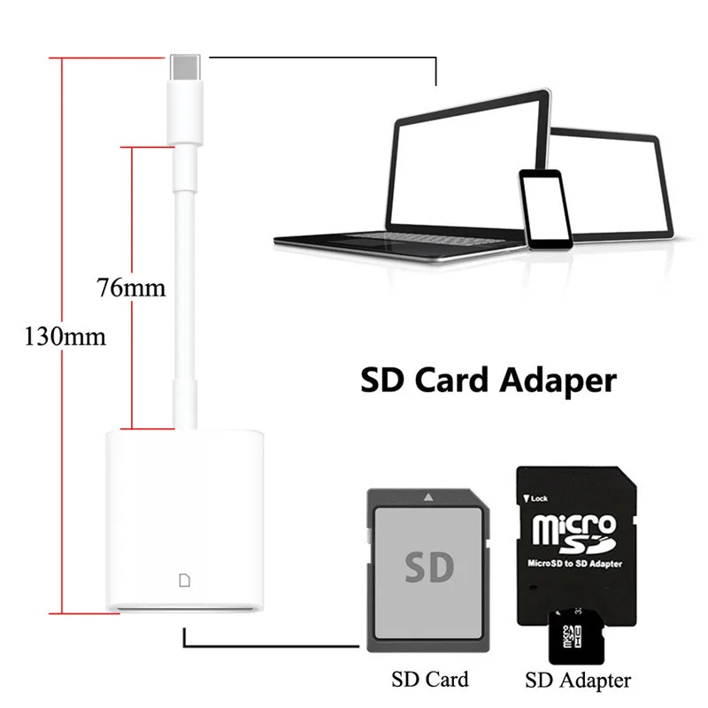 

Portable USB 3.1 to Type-C Adapter USB to Type C Micro Converter OTG Adapter with TF SD Memory Card Read