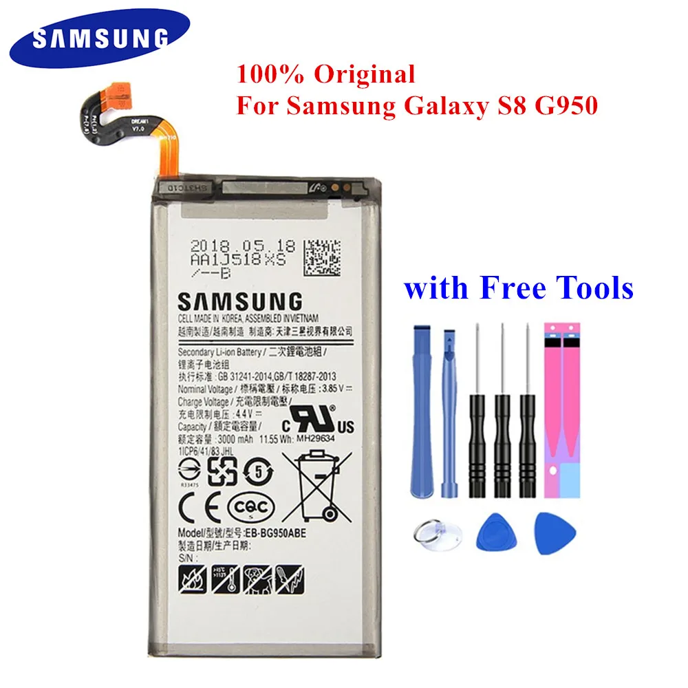 

100% Original Battery EB-BG950ABE for Samsung Galaxy S8 G950 SM-G950F G950U G950W G950S G950K G950L G950FD G9500 G9508 3000mAh