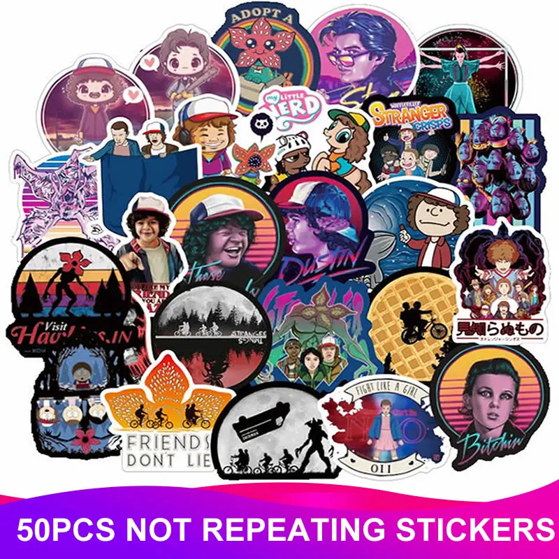50pcs Pack Waterproof Stranger Things Stickers Skateboard Suitcase Snowboard Guitar Motorcycle font b Phone b font