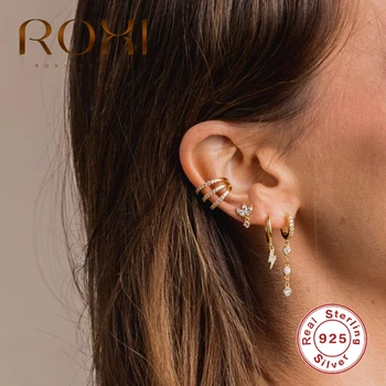 

ROXI Luxury 925 Sterling Silver Drop Earrings Round Zircon Crystal Long Pendant Pendientes Women Dangle Earing Oorbellen Jewelry