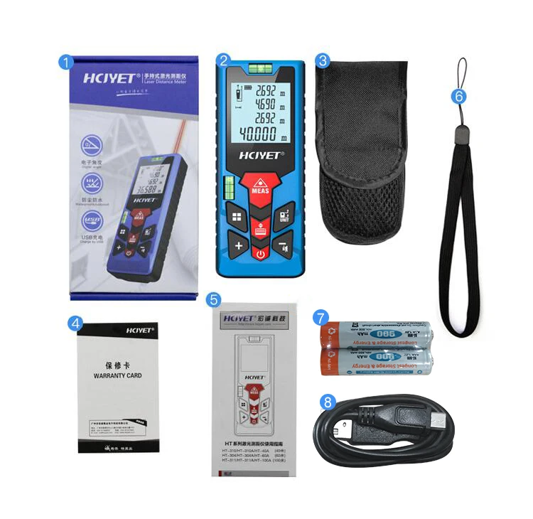 Mileseey S2 40M Laser Distance Meter Rangefinder Measuring Blue Accuracy 2mm Maximum Area/volume Tester Tool