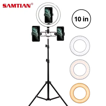 

Samtian Selfie Ring Light 10 inch ring lamps with Phone holder Tripod Stand for Youtube Desktop Ring Lamp video LED Lighting