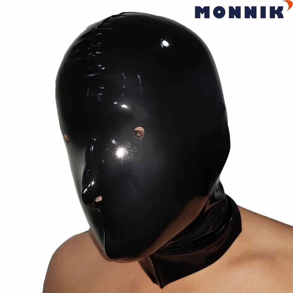 MONNIK латексная черная маска капюшон Совершенно новая резиновая 0 4 мм