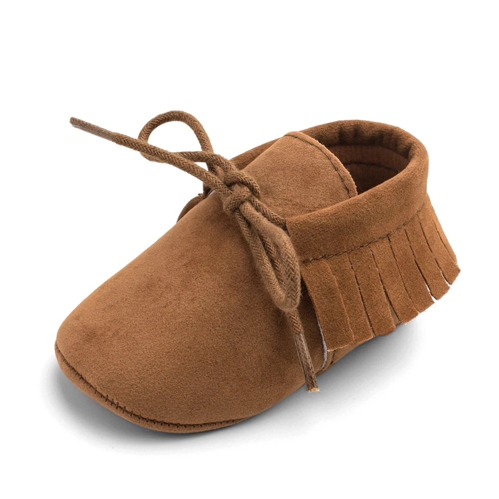 

Baby Girl First Walkers Baby Moccasins Soft Soled Non-slip Footwear With Fringe Toddler Infant Crib Shoes PU Suede Leather Shoes