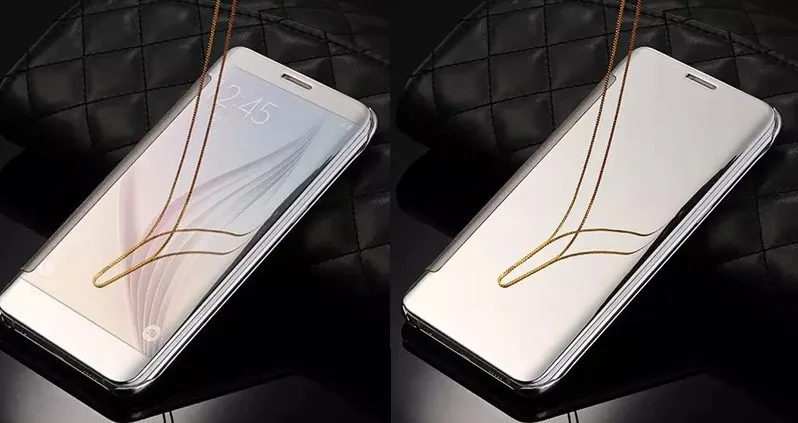 Siliver Для samsung Galaxy S7 S6 Edge A3 A5 A7 J1 J3 J5 J7 чехол s Роскошный умный флип тонкий зеркальный жесткий чехол с гальваническим покрытием - Цвет: Siliver