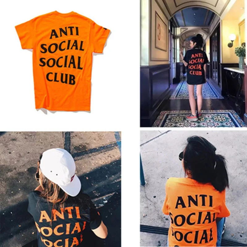 

Assc Joint Short Sleeve Und Anti Social Club Undefeated Orange Europe And America Couples T-shirt