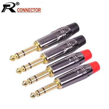 

10pcs/lot 6.35mm 3 Poles Stereo Male Plug Soldering Wire Connector Gold Plated 1/4 Inch Plug Amplifier Microphone Jack 6.35mm