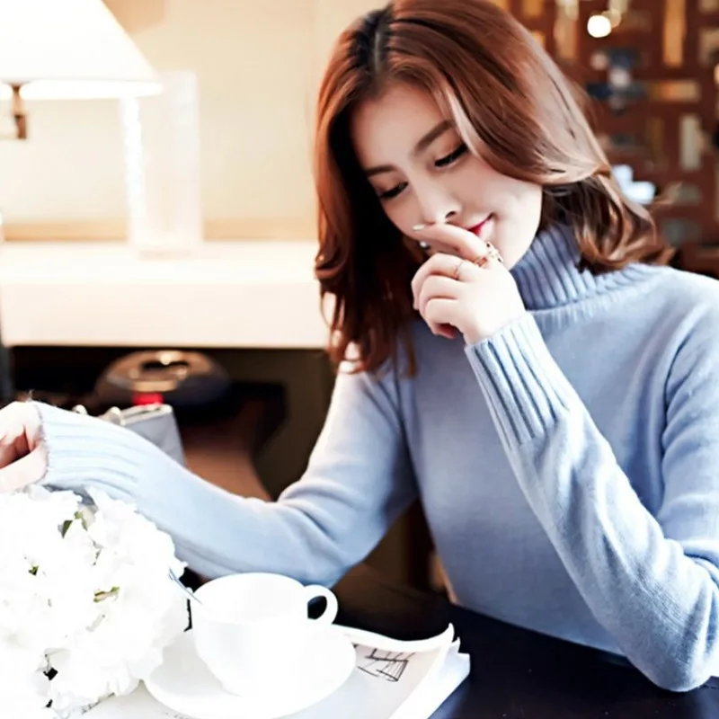 

DeRuiLaDy New Womens Sweaters 2019 Winter Fashion Tops Fall Turtleneck Sweater Women Pullover Jumper Knitted Casual Soft Sweater