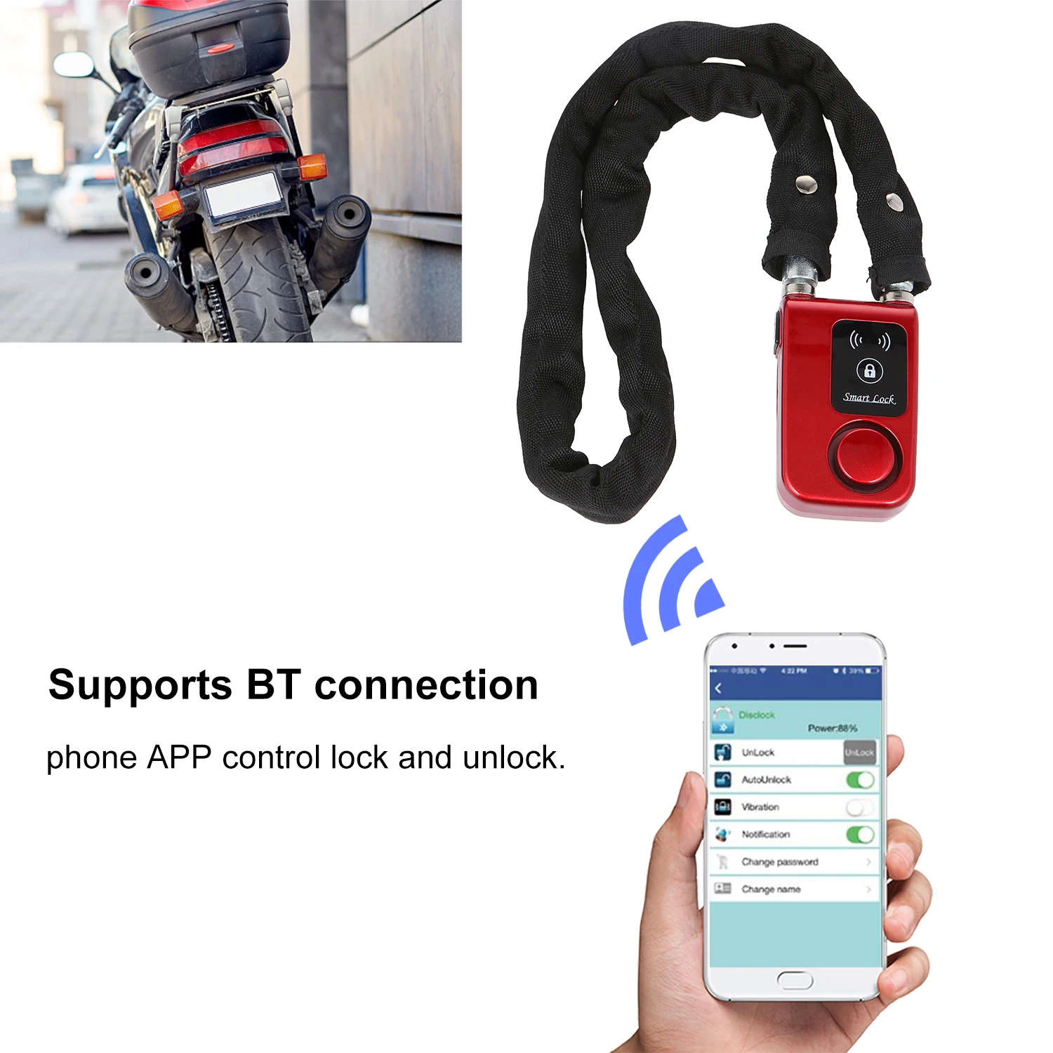 Smart Keyless BT замок Противоугонная сигнализация IP55 Водонепроницаемый замок телефон приложение управление для велосипеда мотоциклетные ворота замок