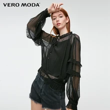 Vero Moda, Новое поступление, плиссированные Многослойные рукава, двухкомпонентный солнцезащитный Топ, шифоновая рубашка | 319102501