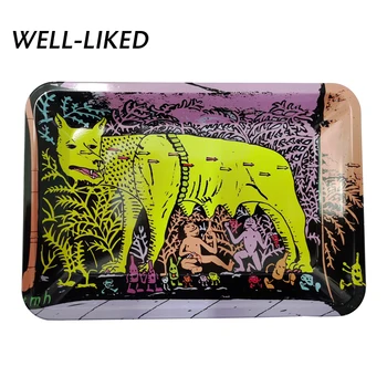 

2020 Hot Selling Cute Dog Tinplate Tray DIY Smoking Grinder Tobacco Rolling Tray Cigarette Accessories Gifts For Men