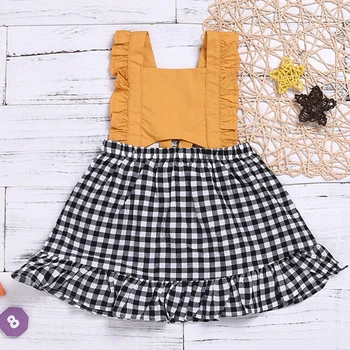 

2020 Summer Baby First Birthday Girl Dress New Plaid Stitching Princess Dress Children'S Clothing