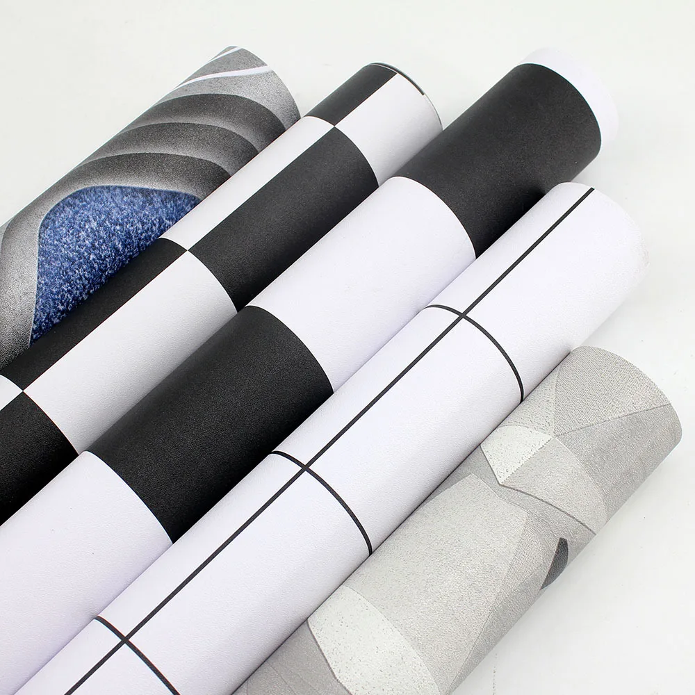 

Geometry 3D Figure Black And White Lattices PVC Self Adhesive Wallpaper Northern European-Style Modern Minimalist Bedroom Living