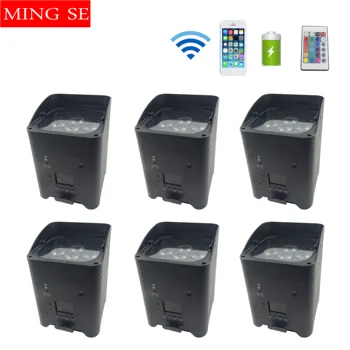

6pcs/lots 6 * 18w RGBWA UV Wireless Par Light Remote Control Battery Wireless Control Outdoor Stage Light DJ Staining Light