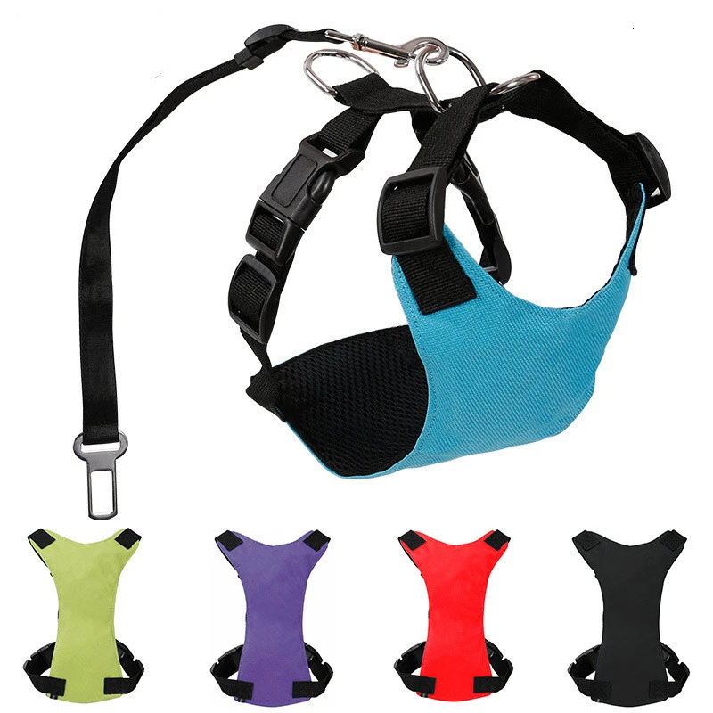 

Dog Cat Harness Car Safety Chest Back Dual-purpose Pet Supplies Vest Walking Lead Leash For Puppy Harness For Small Medium Dog