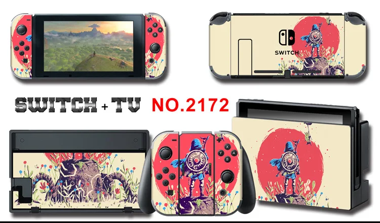 1set New Cute Anime Full Body Sticker for NS Switch Protective Cover Skin Colorful Art for Game Console Joy-Con Controller Decor