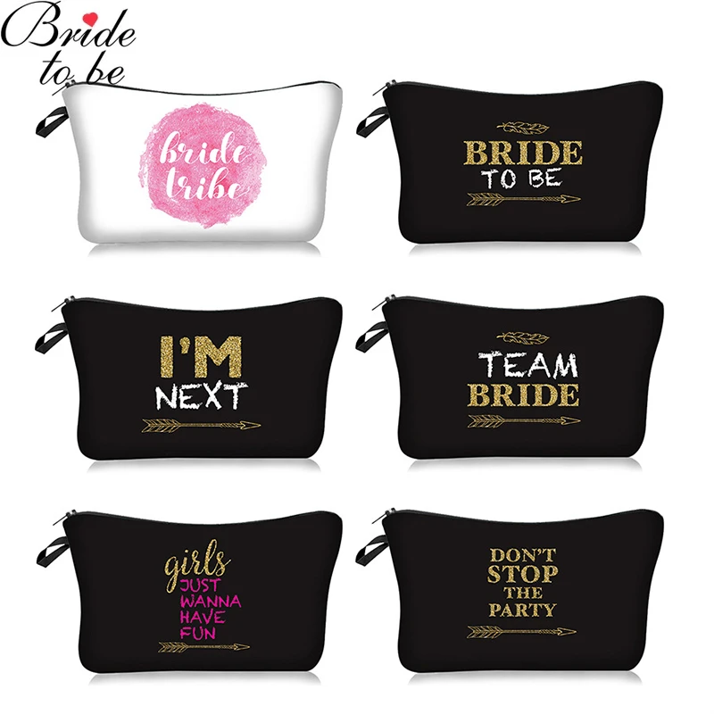 

1 PC Bride To Be Make Up Organizer Shinny Bridal Makeup Bag Letters Toiletry Storage Bag Women Cosmetic Purse Storage Makeup Bag
