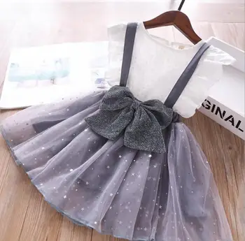 

2020 Summer Baby Girls Bow Suspend Mesh Dress, Princess Kids Cute Clothing 5 pieces/lot, Wholesale