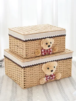 

Strange Rattan Plaited Articles Weave Accept Basket Desktop Snacks Accept Basket Underwear Toys Accept Box Straw Plaited Article