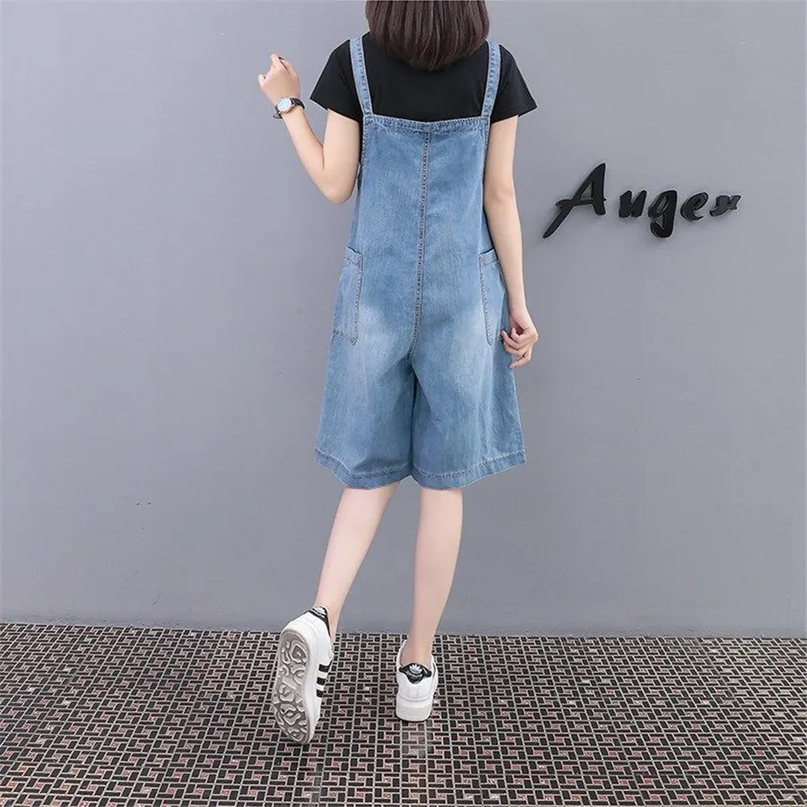 Adjustable Strap Denim Jumpsuits Womens 