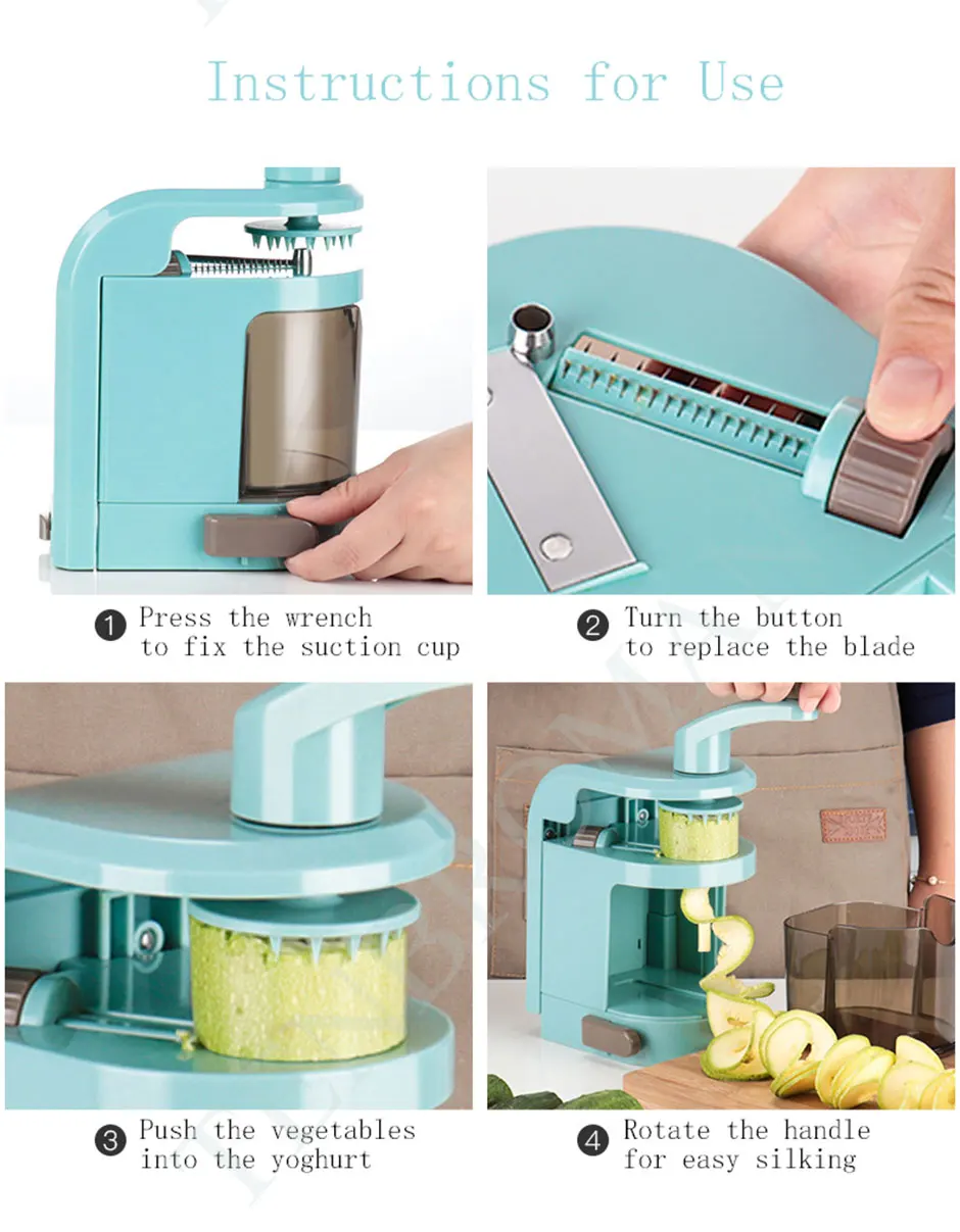 Еда измельчитель слайсер Spiralizer кухонные Инструменты Овощной резак для овощей Фрукты слайсер