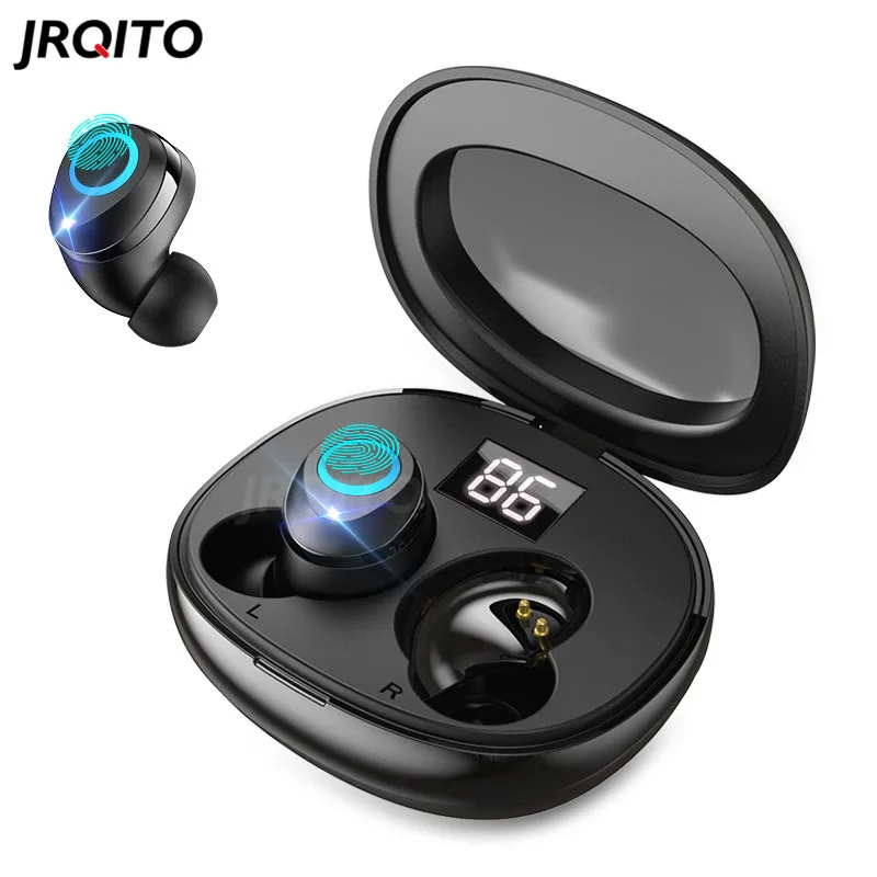 JRQITO Bluetooth наушники 8D стерео Спортивные Беспроводные гарнитура Мини TWS