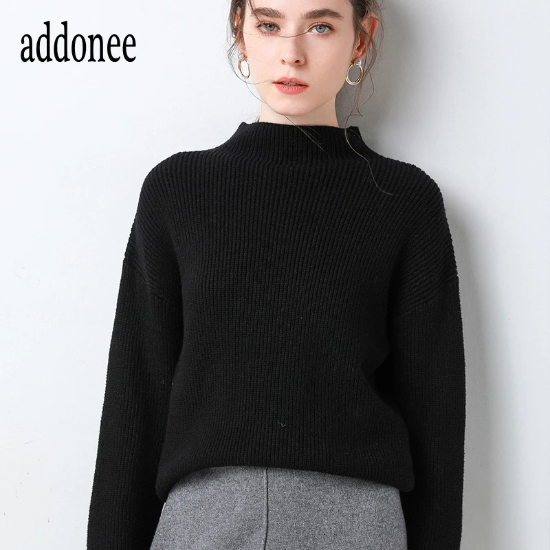 

Spring Autumn Winter New Style Women Lady Cashmere Wool Sweater Pullovers Solid Turtleneck Casual Big Size Large Warm Wild Loose