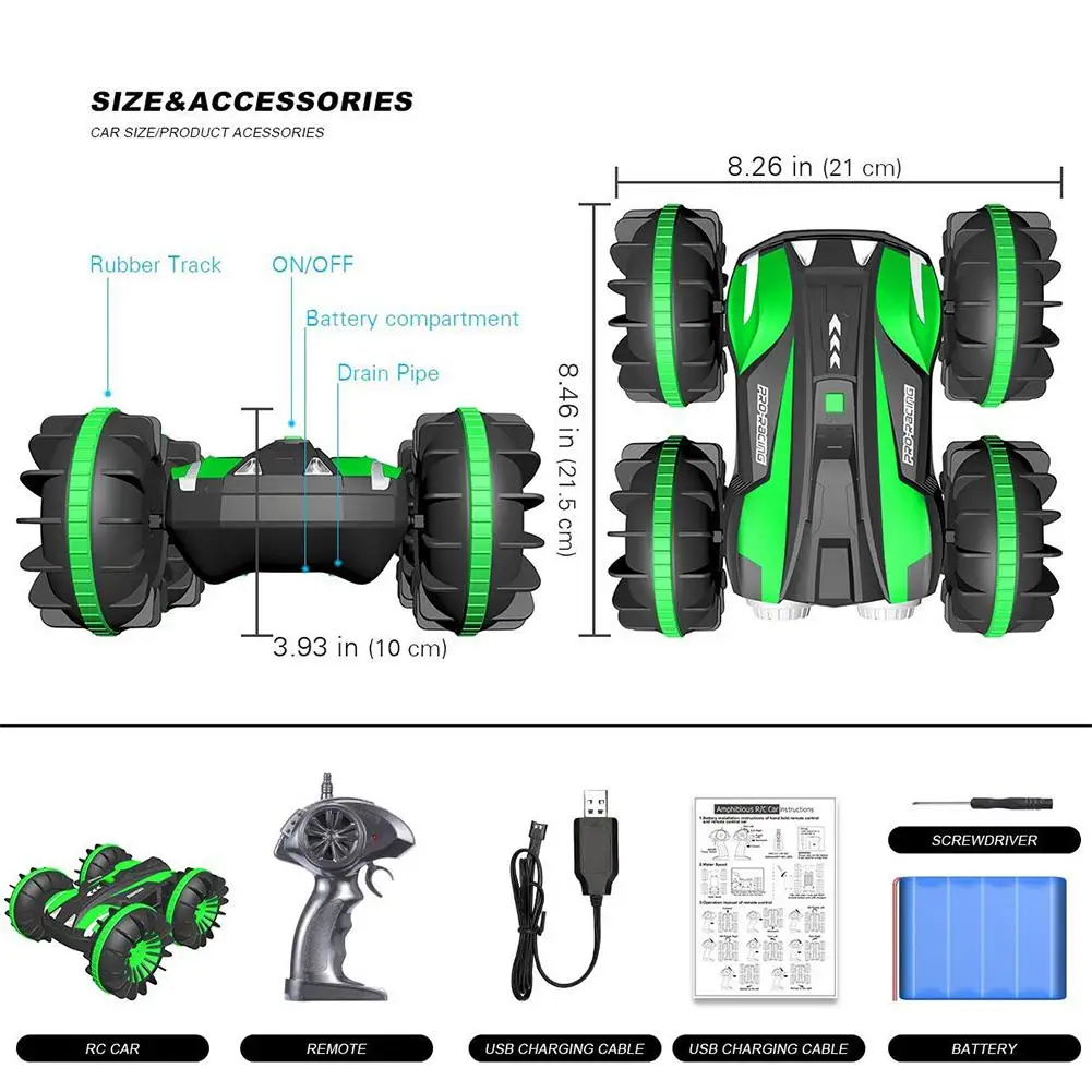 Kuulee 1:16 Дистанционное Управление Автомобиль Лодка Грузовик 4WD 6CH 2,4 ГГц фонтан воды Земли 2-в-1 Водонепроницаемый трюк 360 Вращающаяся электрическая игрушка на радиоуправлении автомобиля
