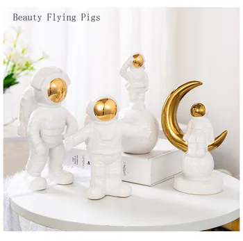 

1Pcs bright glaze high temperature ceramic planet spaceman ornaments Multicolor variety of home soft ceramic ornaments Home deco