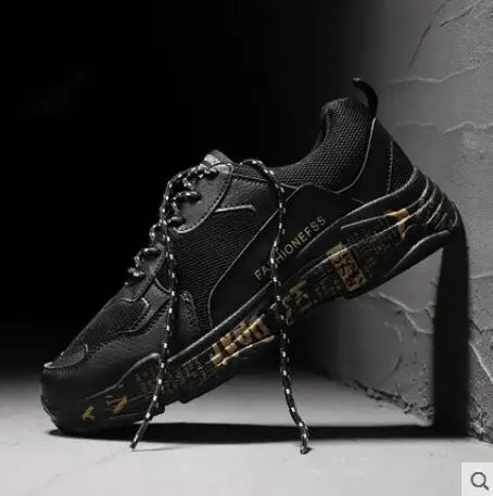 

Cheap Thick bottom increased black old shoes men sneakers autumn male sports shoes Comfortable casual mesh Chaussures hommes