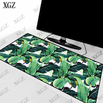 

XGZ Banana Leaf Green Plant Gaming Keyboard Mouse Pad Large Gamer Lock Edge Mat Computer pad Game Desk