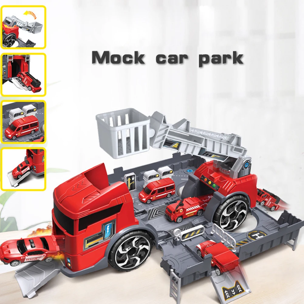 

Kids Car Toy Car Carrier Truck Vehicle Parking Lot Car Transport Playset with 2 Cars Vehicle Plastic Material Boy Kid Toys Gift