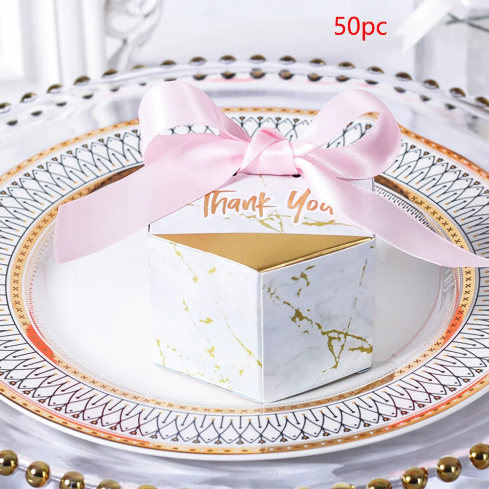 White Marble 50 шт./компл. Двухсторонняя хранения Шестигранная форма Портативный легкий подарок сумка под мрамор Стиль украшения конфетная коробка картона - Цвет: White Marble