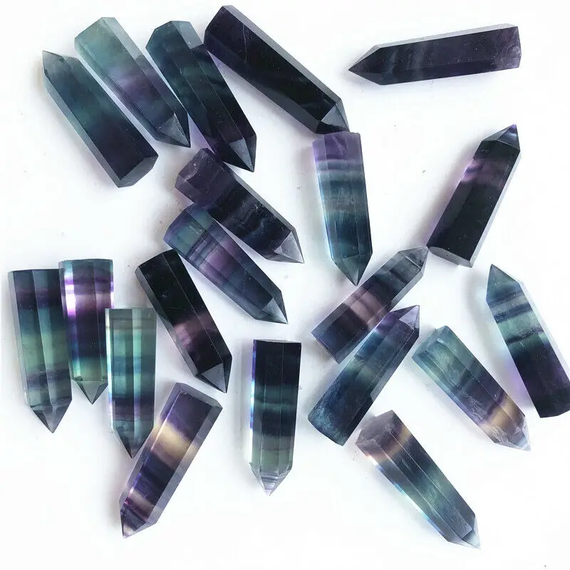 

1 Piece Natural Purple Green Fluorite Quartz Crystal Point Healing Hexagonal Stone Wand Fluorspar Quartz Crystals 35-40mm